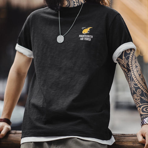 Retro Tiger Embroidered T-Shirt – Men’s 240g Bamboo Summer Tee